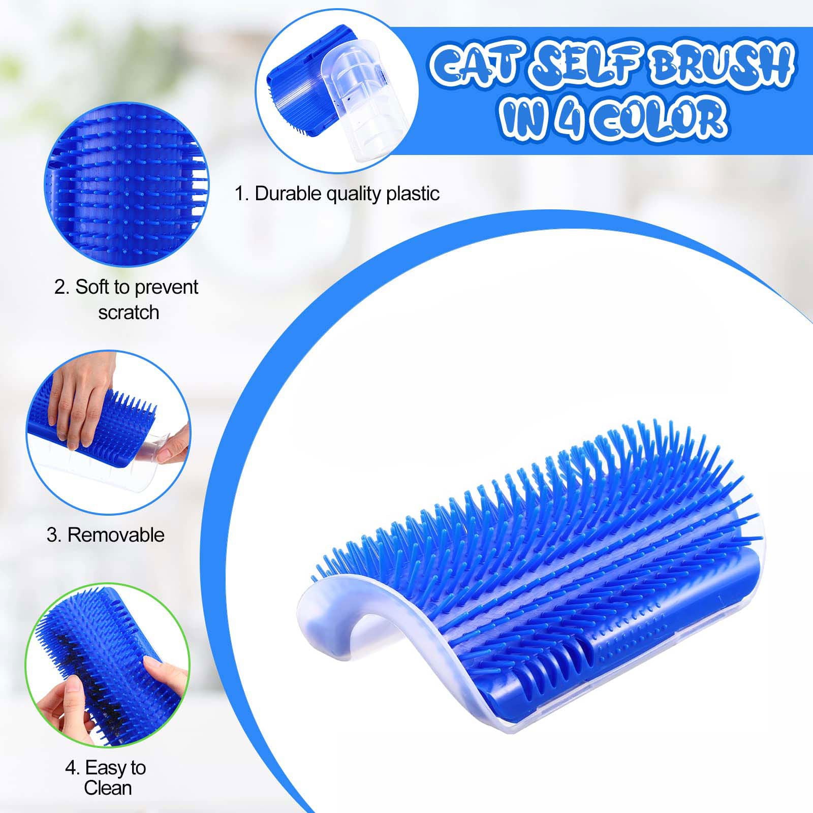Cat Self Groomer Catnip  Dog Cat Toy Corner Groomer Wall Corner Scratcher Comb Grooming Massage Brush Blue - SEKSI