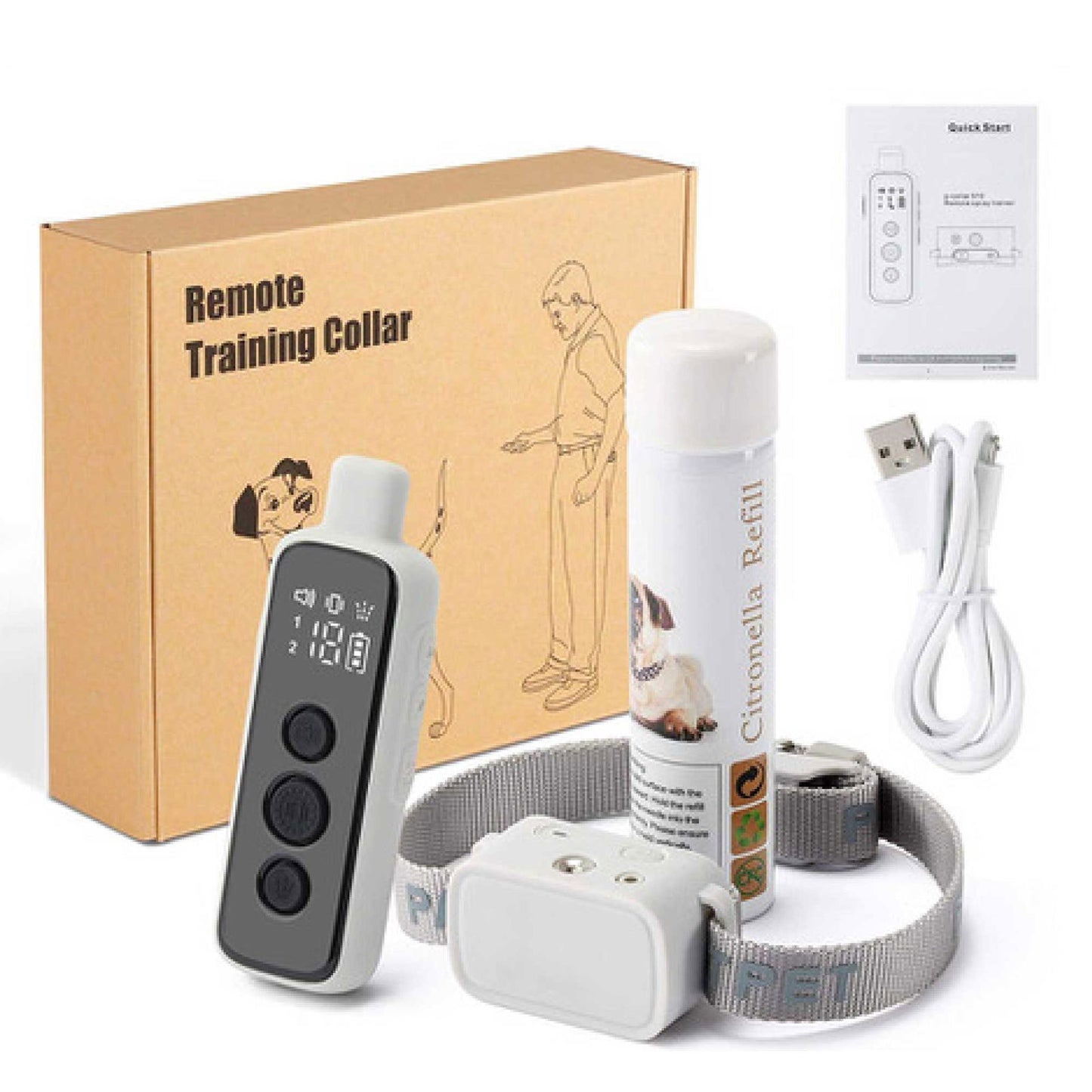Dog Bark Collar - Rechargeable Remote Citronella Mist Spray Trainer - SEKSI