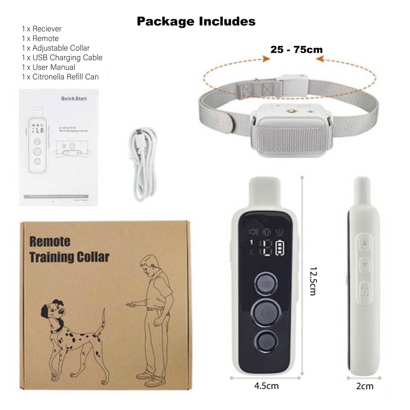Dog Bark Collar - Rechargeable Remote Citronella Mist Spray Trainer - SEKSI