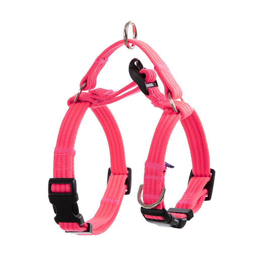 Dog Double-Lined Straps Harness Adjustable M NEON CAROL-PINK - SEKSI