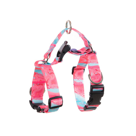Dog Double-Lined Straps Harness Adjustable S MARBLE PINK - SEKSI
