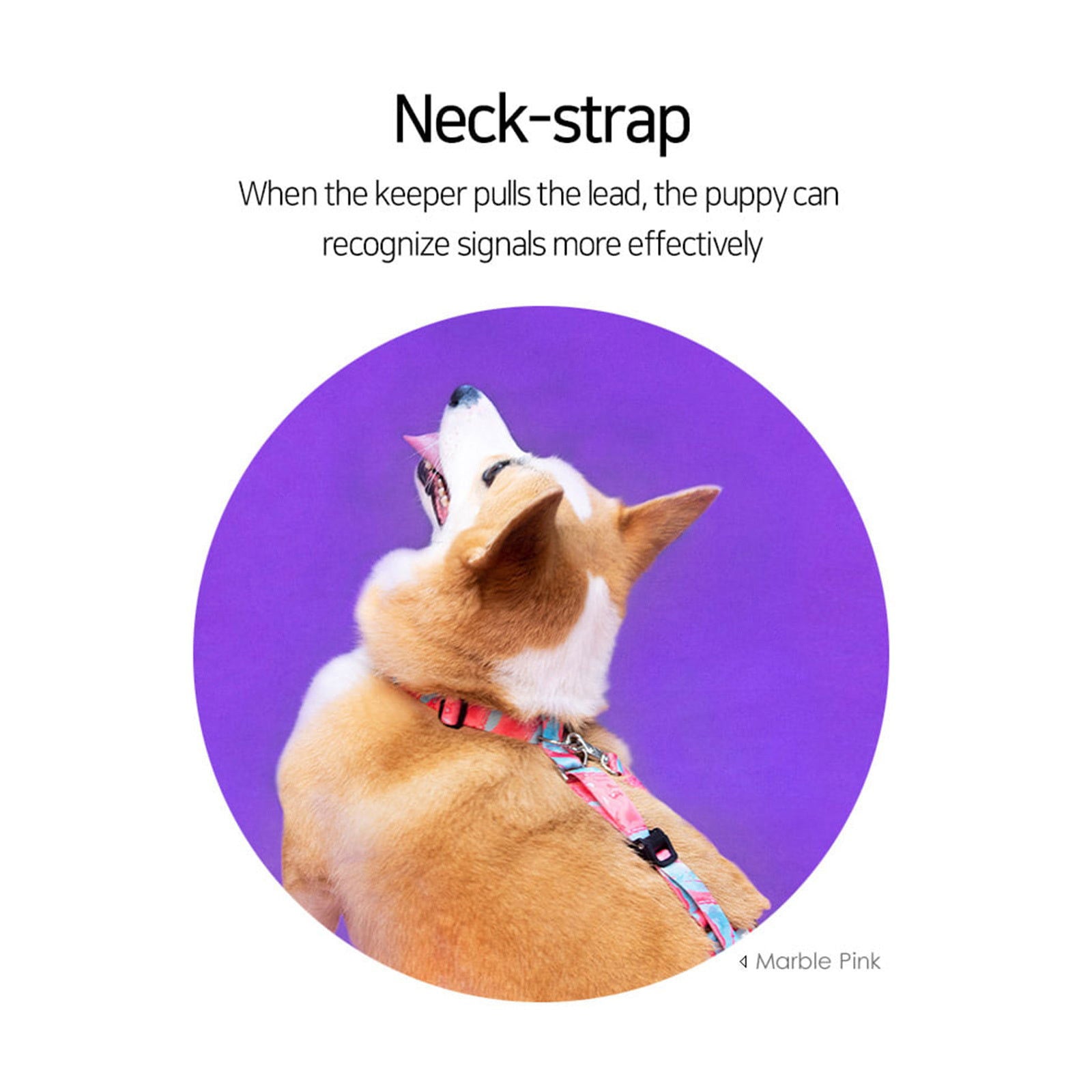 Dog Double-Lined Straps Harness Adjustable S MARBLE PINK - SEKSI