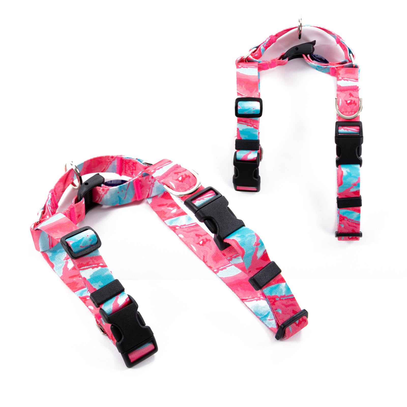 Dog Double-Lined Straps Harness Adjustable S MARBLE PINK - SEKSI