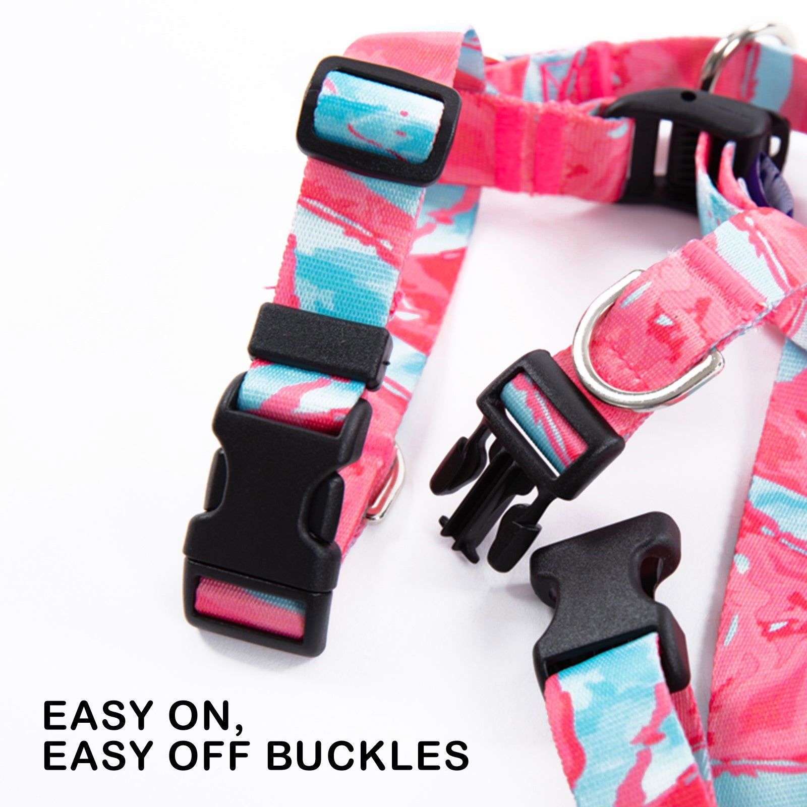 Dog Double-Lined Straps Harness Adjustable S MARBLE PINK - SEKSI