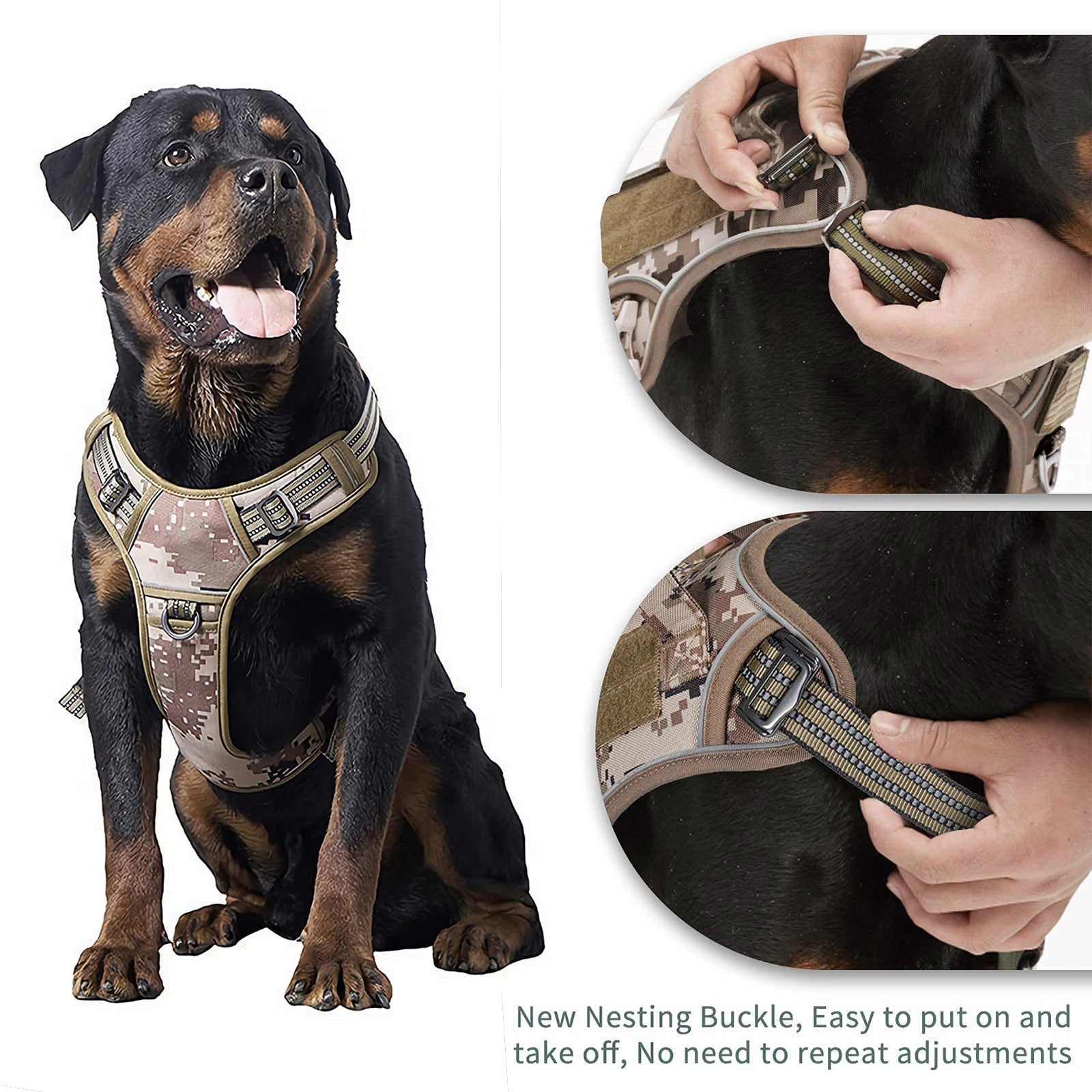 Dog Harness Tactical No Pull Adjustable Pet Military Working Training Vest S - SEKSI