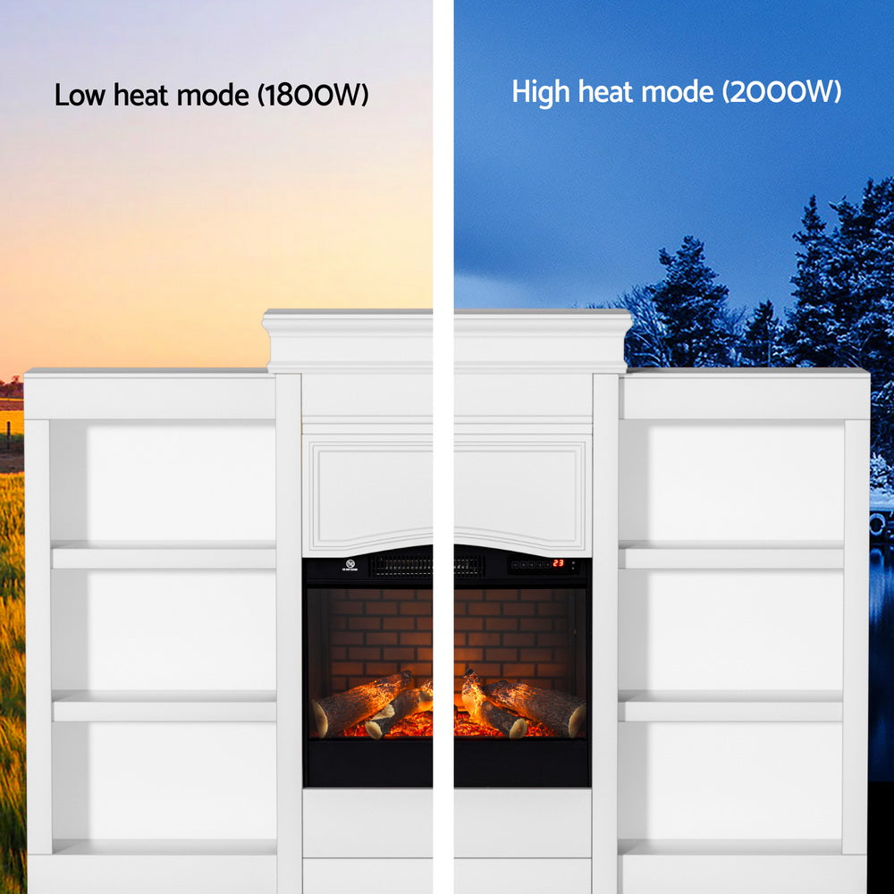 Devanti 2000W Electric Fireplace Fire Heater White