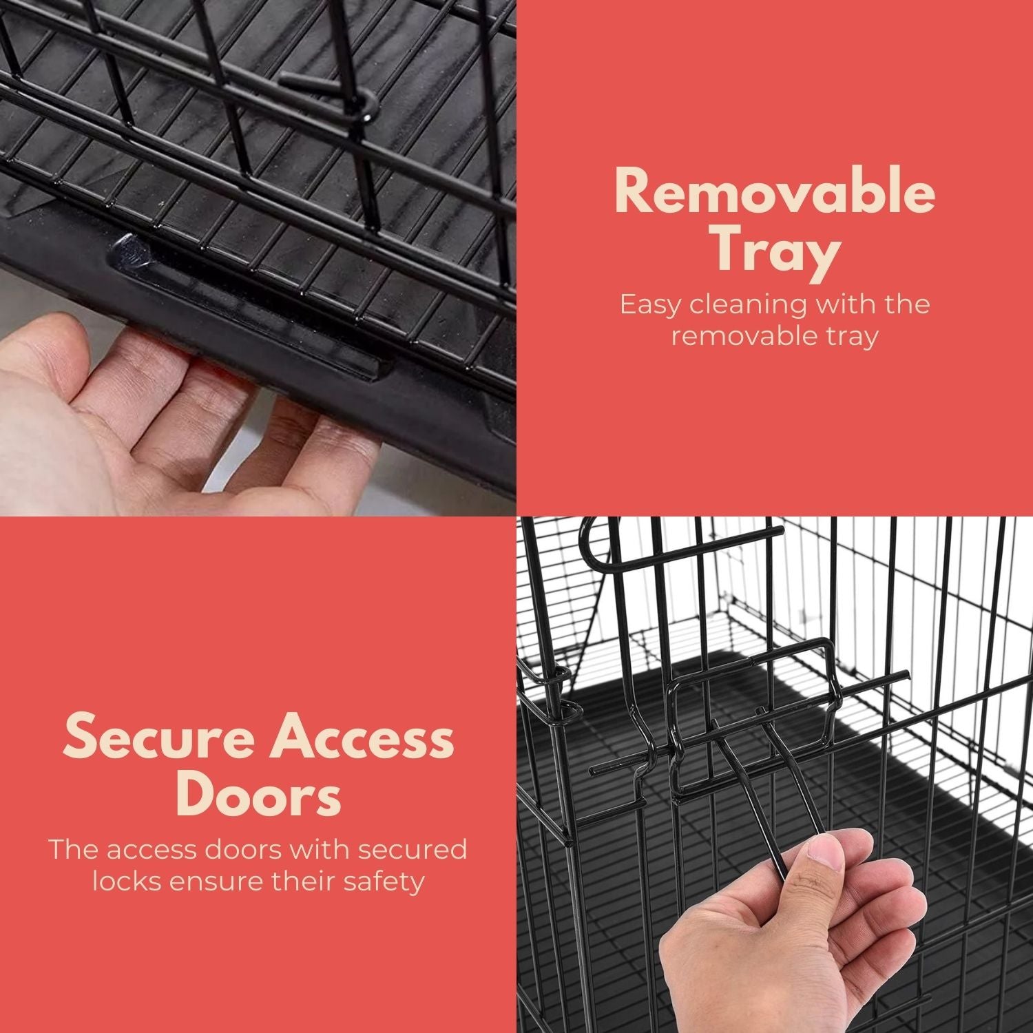 FLOOFI Three-Level Pet Rabbit Bird Cage with Hammock (Black) - SEKSI