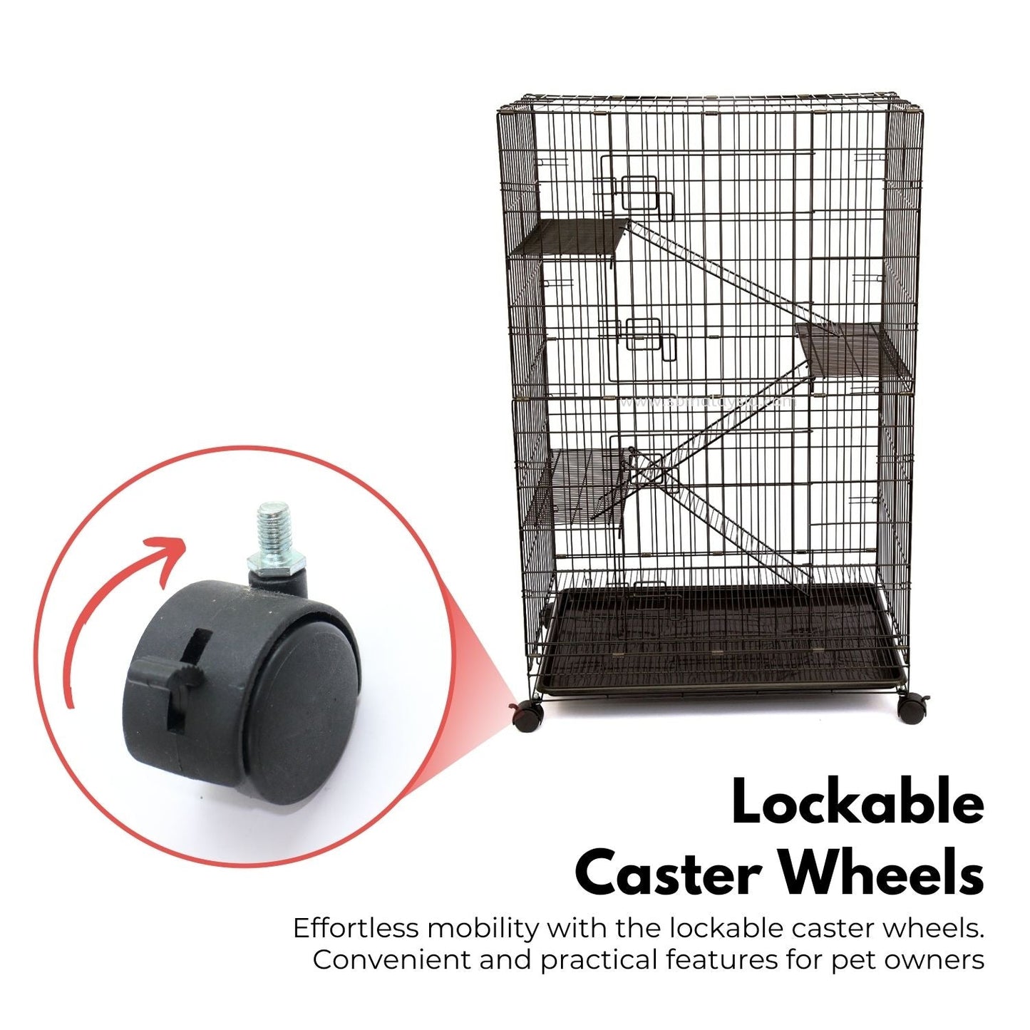 FLOOFI Three-Level Pet Rabbit Bird Cage with Hammock (Black) - SEKSI