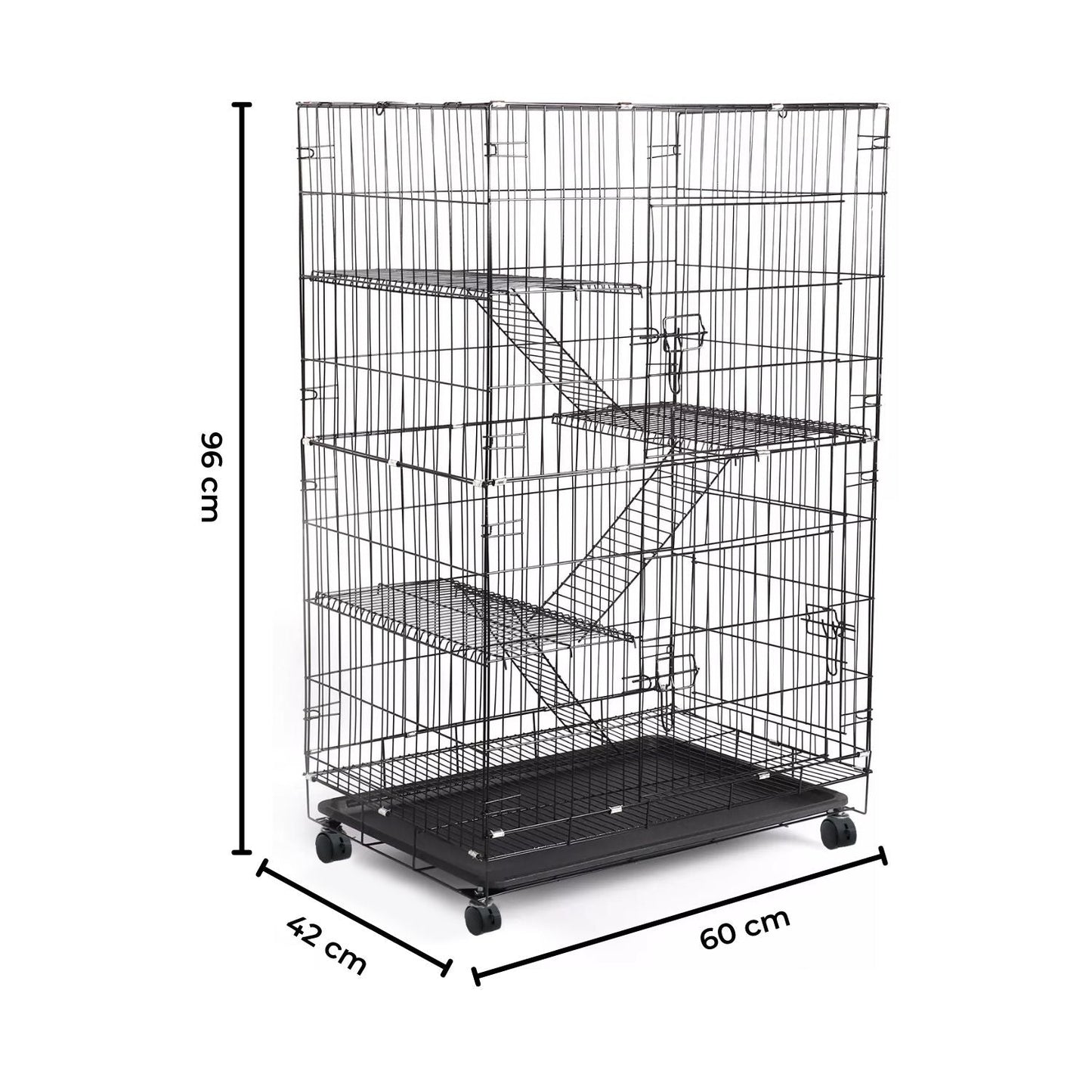 FLOOFI Three-Level Pet Rabbit Bird Cage with Hammock (Black) - SEKSI