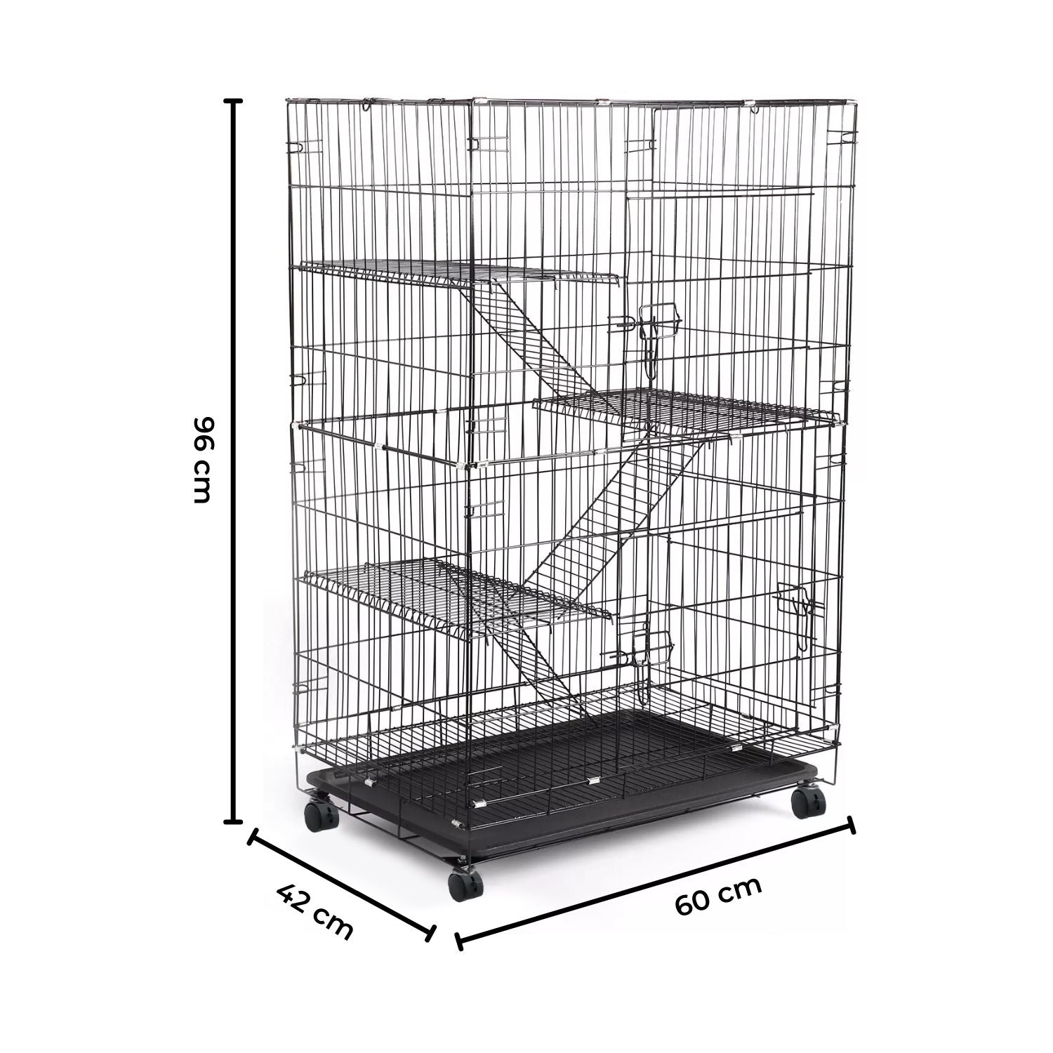 FLOOFI Three-Level Pet Rabbit Bird Cage with Hammock (Black) - SEKSI