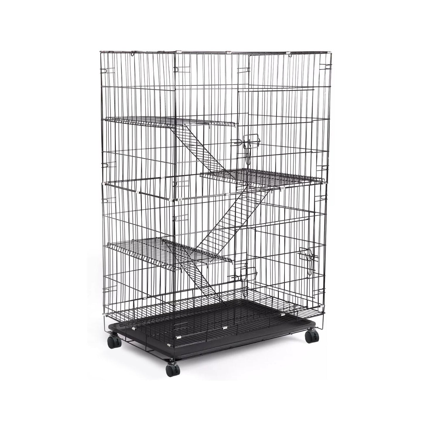 FLOOFI Three-Level Pet Rabbit Bird Cage with Hammock (Black) - SEKSI
