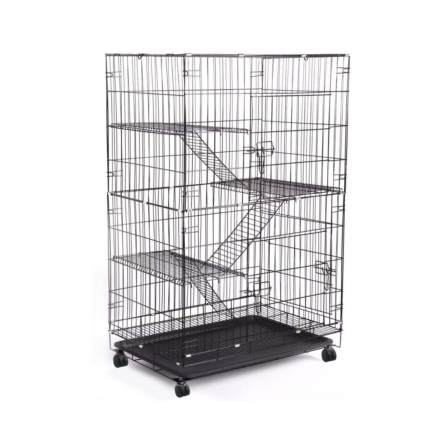 FLOOFI Three-Level Pet Rabbit Bird Cage with Hammock (Black) - SEKSI