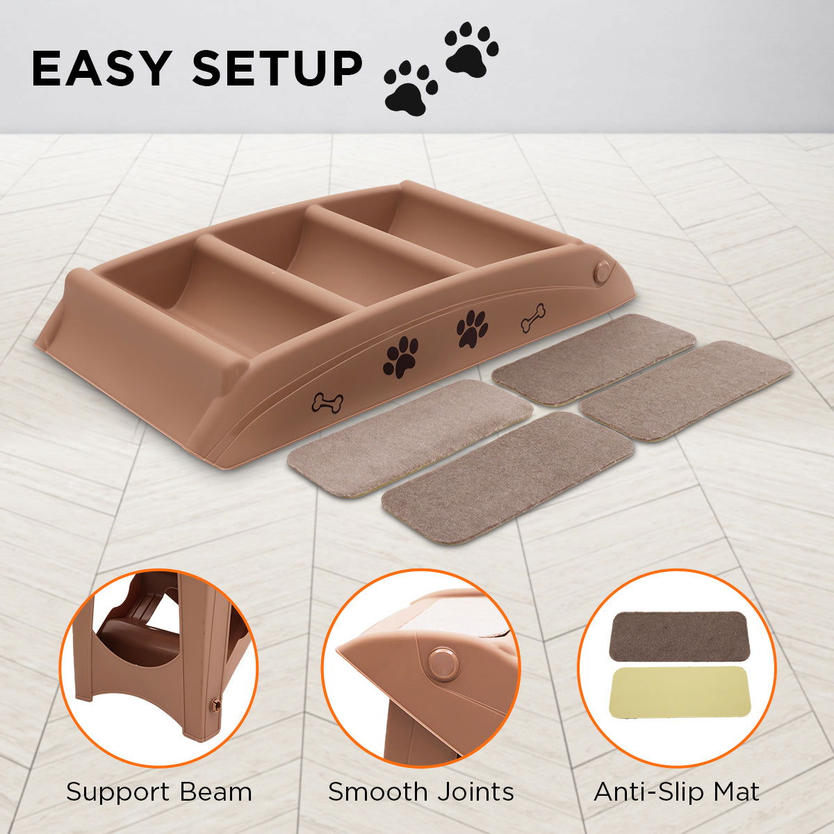 Furtastic 50cm Foldable Step Ladder Stairs - Brown - SEKSI