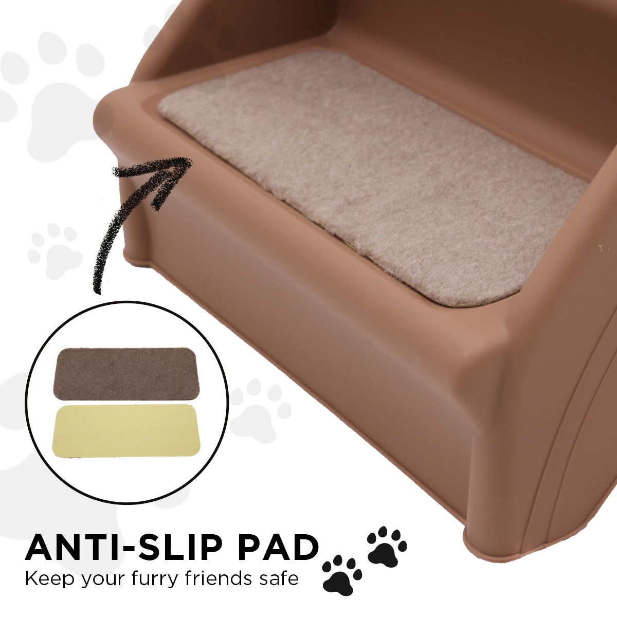 Furtastic 50cm Foldable Step Ladder Stairs - Brown - SEKSI