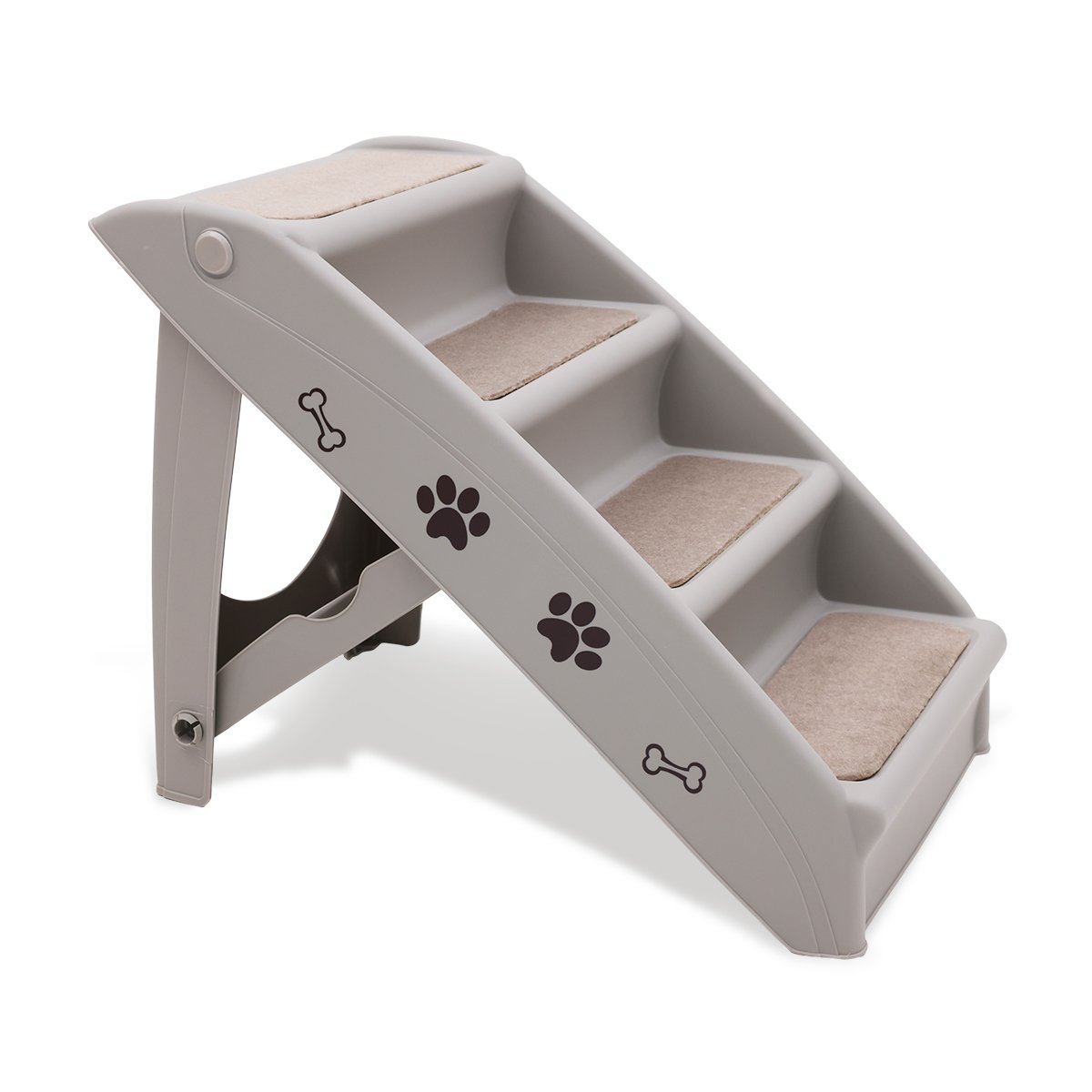 Furtastic Foldable Pet Stairs in Grey - 50cm Dog Ladder Cat Ramp with Non-Slip Mat for Indoor and Outdoor Use - SEKSI