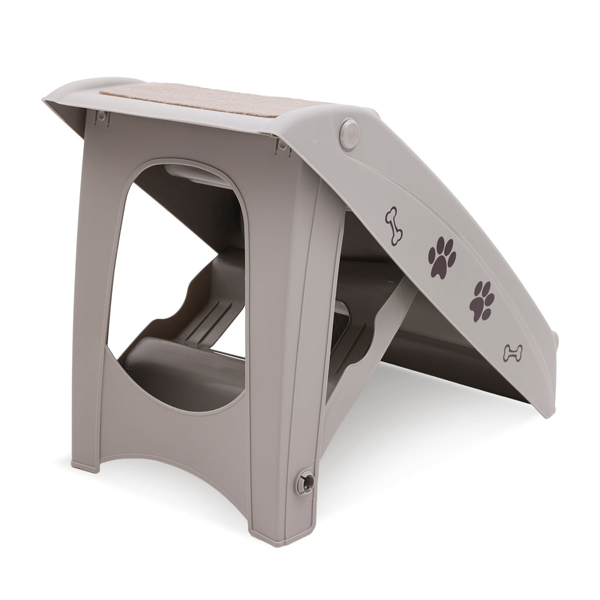 Furtastic Foldable Pet Stairs in Grey - 50cm Dog Ladder Cat Ramp with Non-Slip Mat for Indoor and Outdoor Use - SEKSI