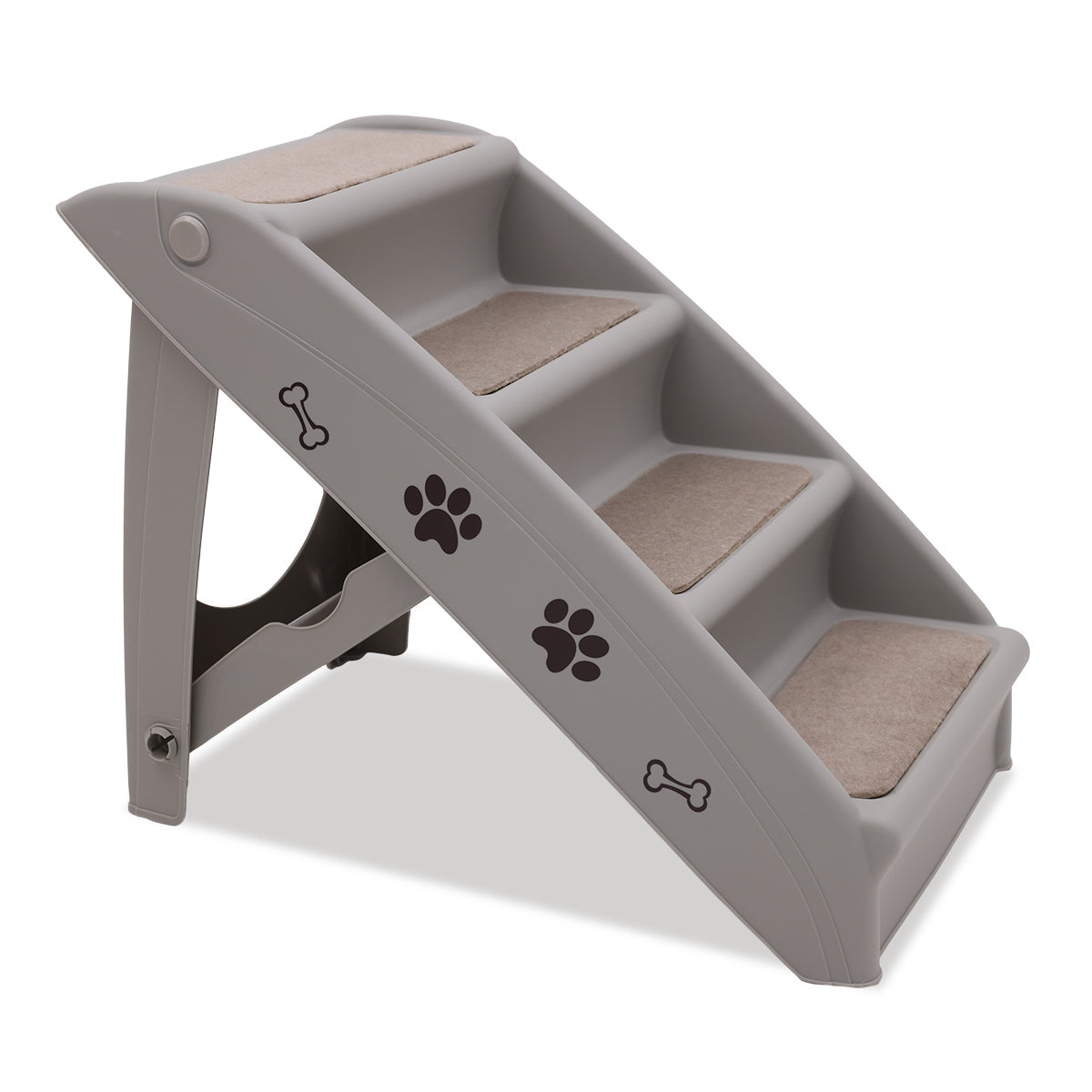 Furtastic Foldable Pet Stairs in Grey - 50cm Dog Ladder Cat Ramp with Non-Slip Mat for Indoor and Outdoor Use - SEKSI