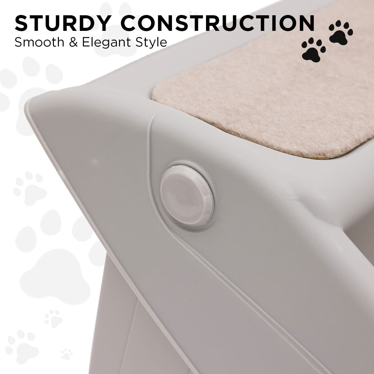 Furtastic Foldable Pet Stairs in Grey - 50cm Dog Ladder Cat Ramp with Non-Slip Mat for Indoor and Outdoor Use - SEKSI