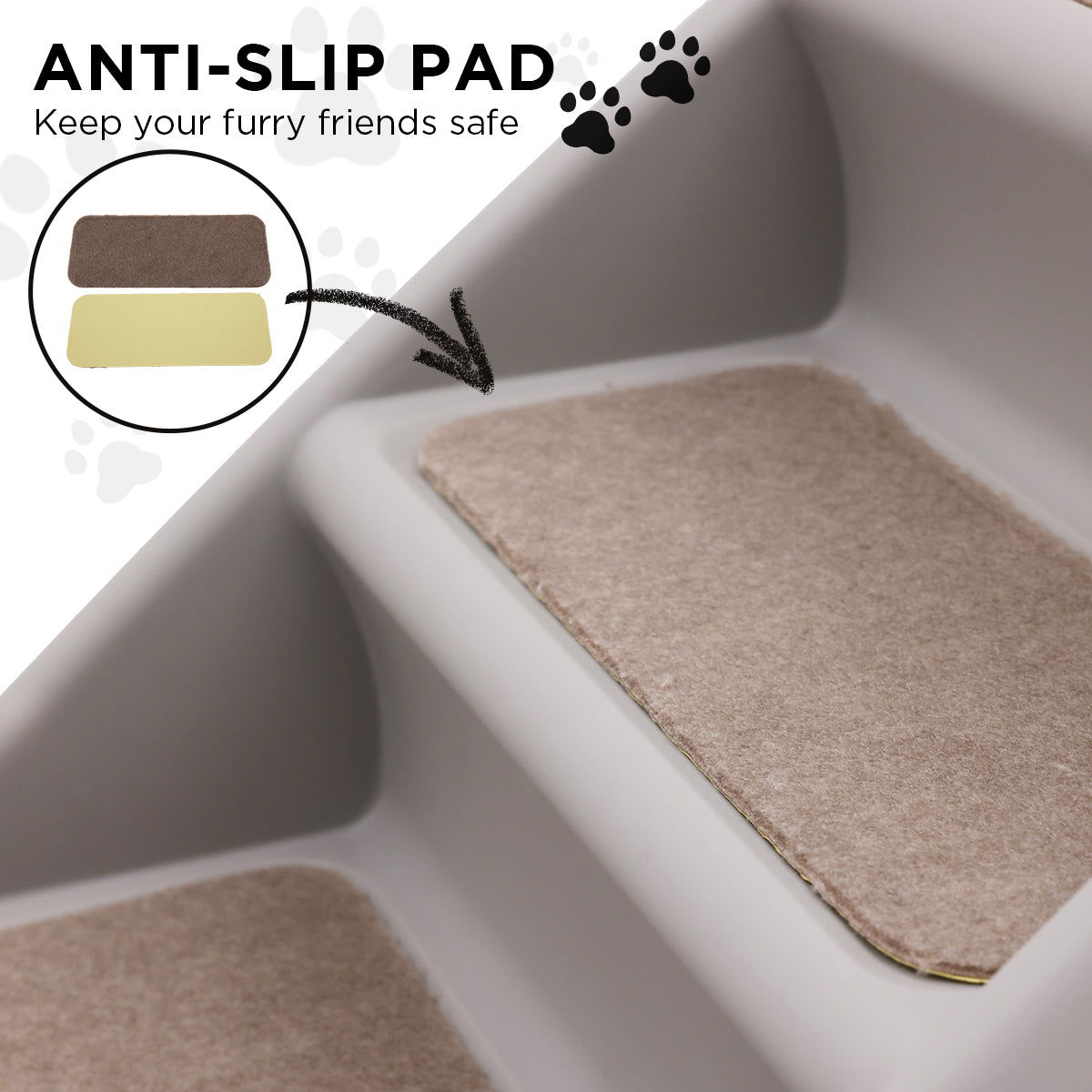 Furtastic Foldable Pet Stairs in Grey - 50cm Dog Ladder Cat Ramp with Non-Slip Mat for Indoor and Outdoor Use - SEKSI
