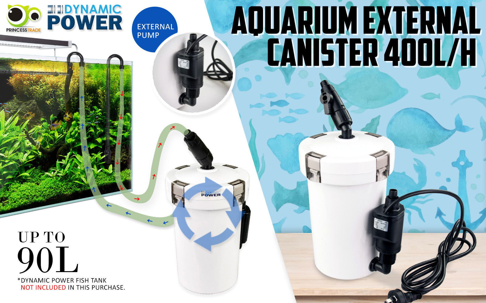 Aquarium External Canister Filter 400L/H - SEKSI