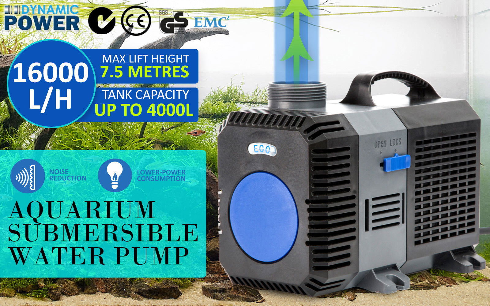 Aquarium Submersible Pond Water Pump 16000L/H - SEKSI