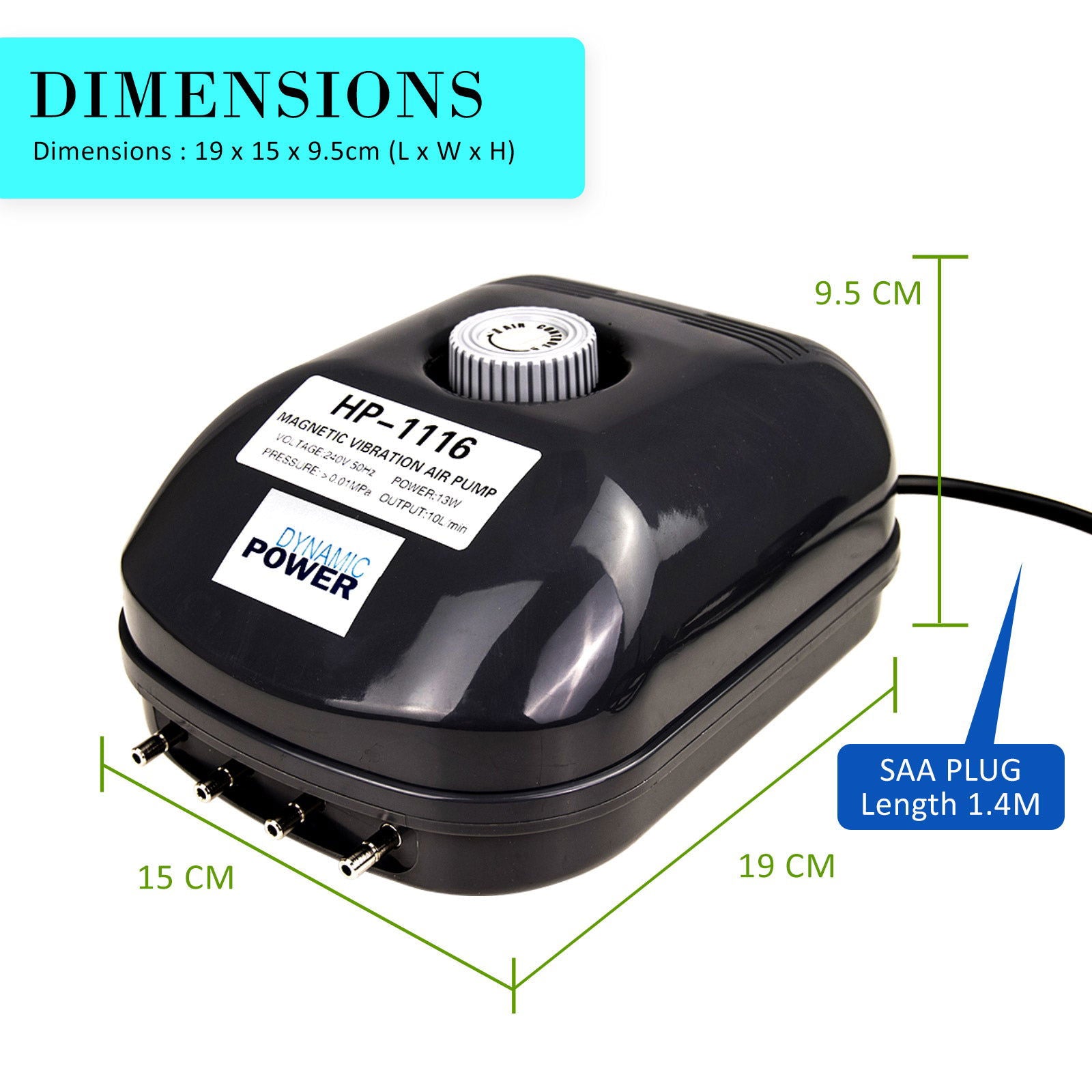 Aquarium Air Pump Oxygen Hydroponic 4 Outlet 360L/H 13W - SEKSI