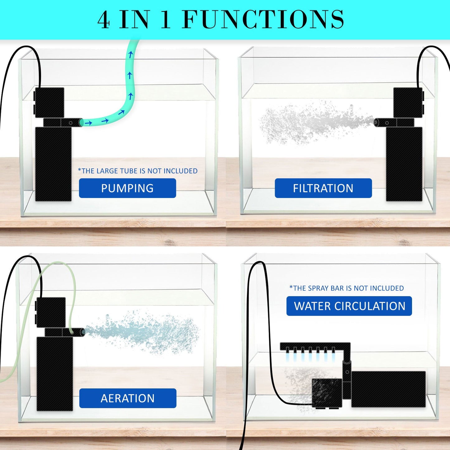 Aquarium Submersible Filter Pond Pump 1200L/H 22W 1.6m - SEKSI