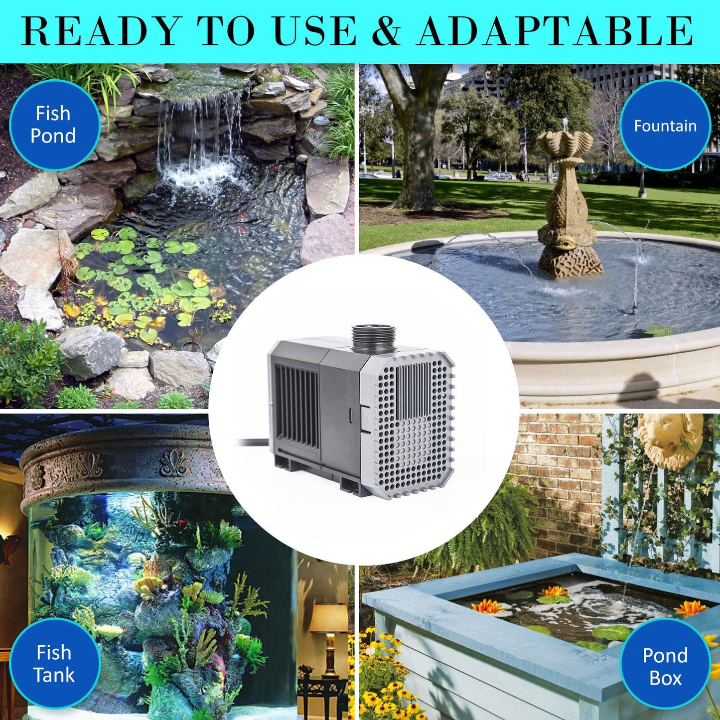 Aquarium Submersible Pond Water Pump 2500L/H 45W 2.7m - SEKSI