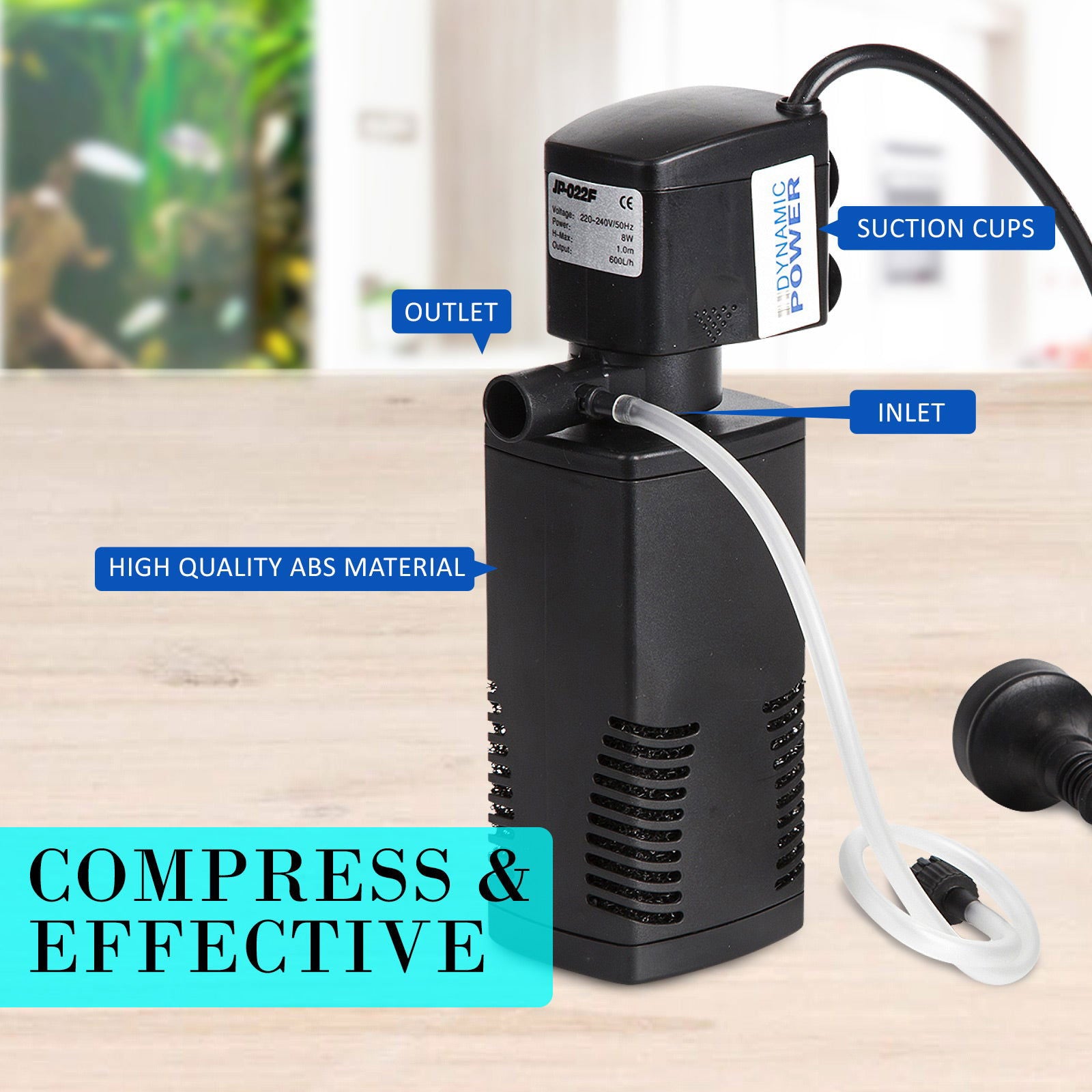 Aquarium Submersible Filter Pond Pump 600L/H 8W 1m - SEKSI