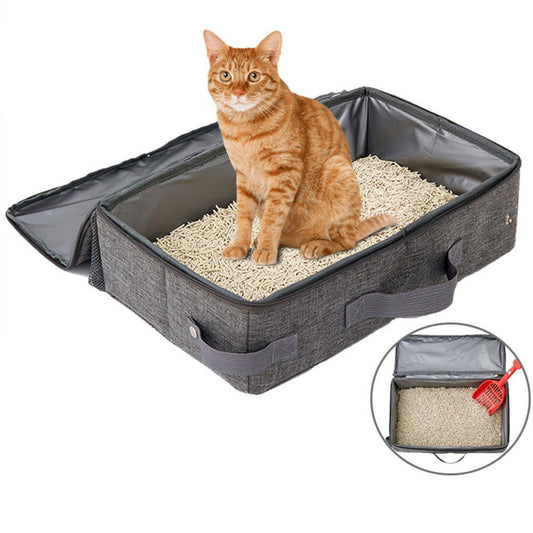 PETSWOL Foldable Cat Litter Box with Shovel - Portable and Convenient - SEKSI