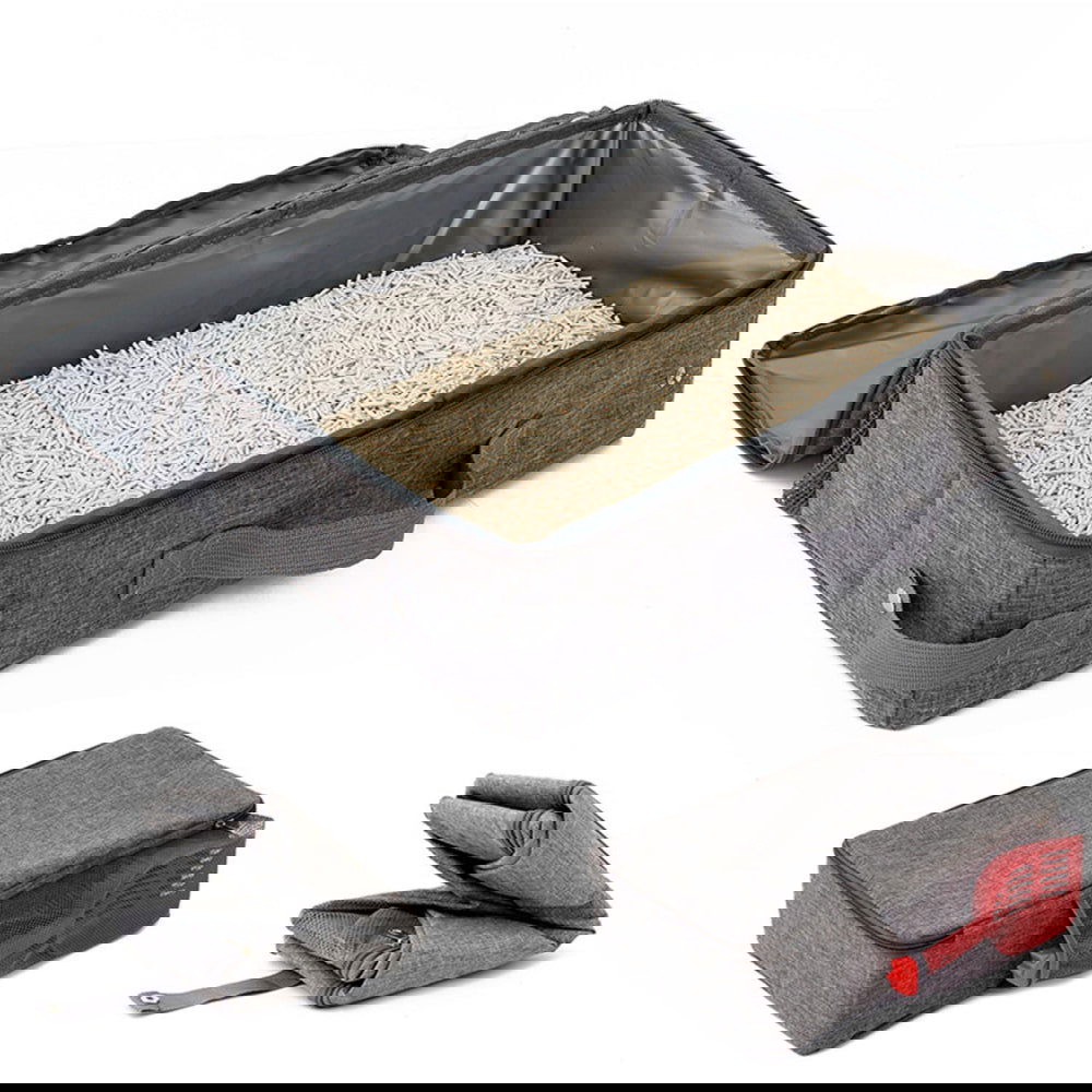 PETSWOL Foldable Cat Litter Box with Shovel - Portable and Convenient - SEKSI