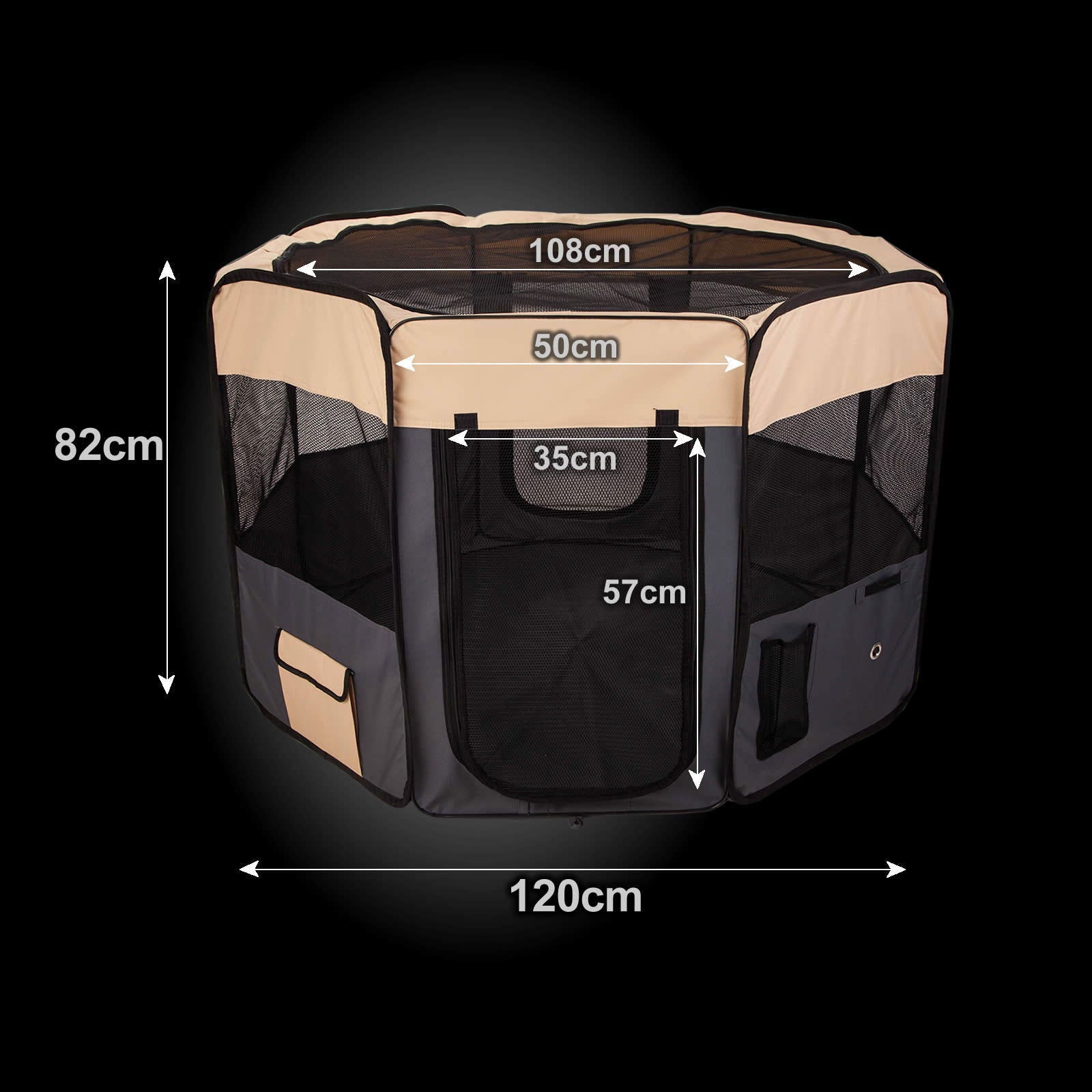 Pet Dog Portable Soft Playpen Crate Cage XL GREY - SEKSI