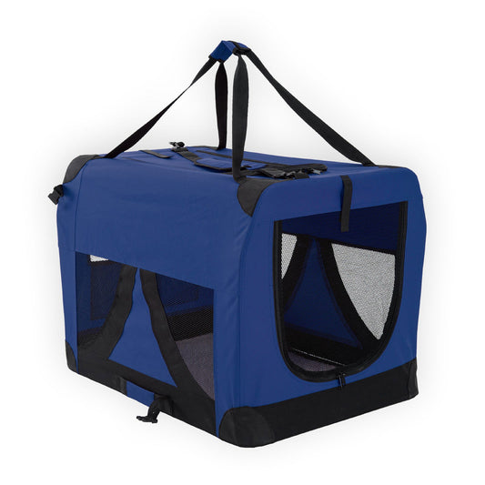 Portable Soft Dog Cage Crate Carrier L BLUE - SEKSI