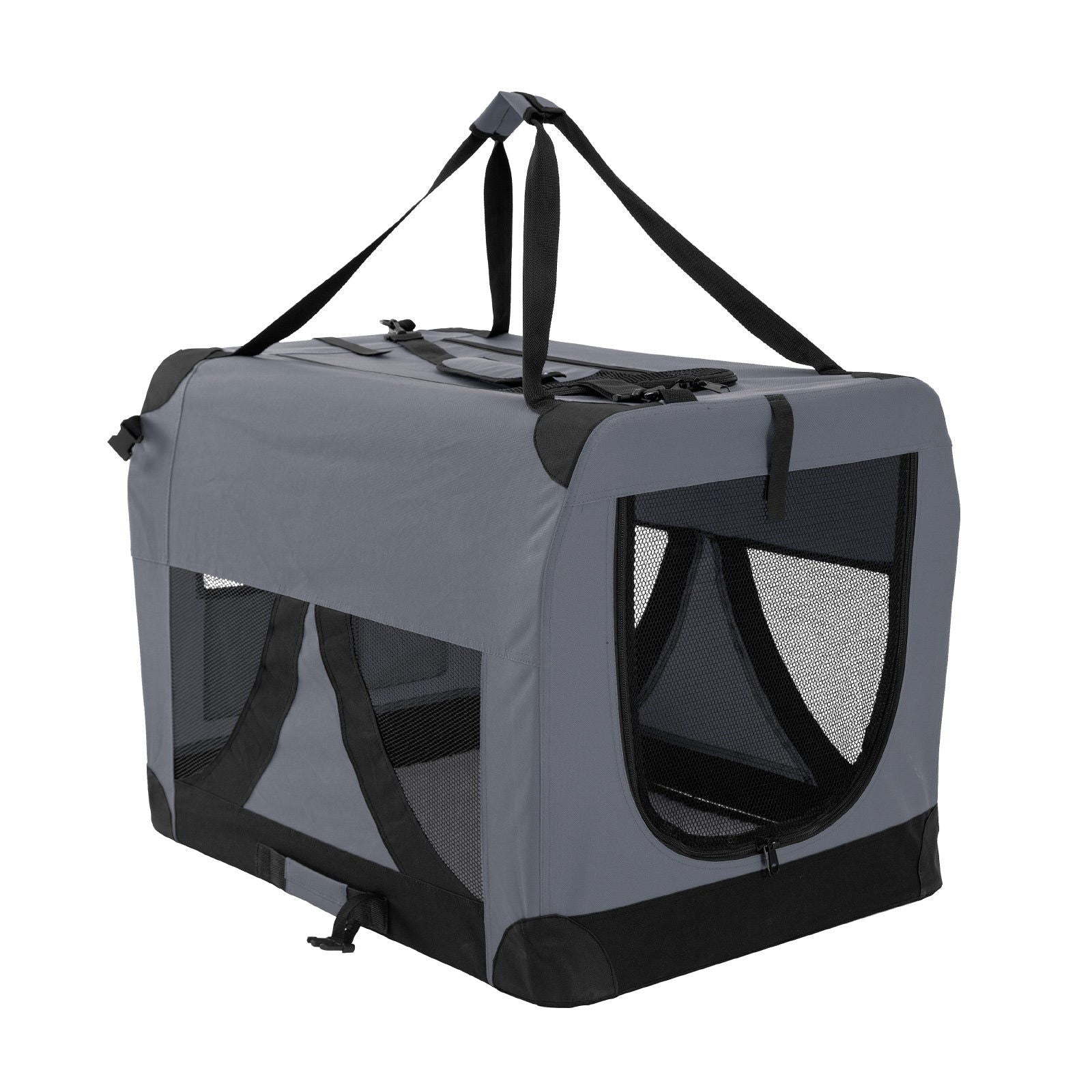 Portable Soft Dog Cage Crate Carrier L GREY - SEKSI