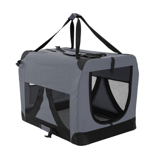 Portable Soft Dog Cage Crate Carrier L GREY - SEKSI