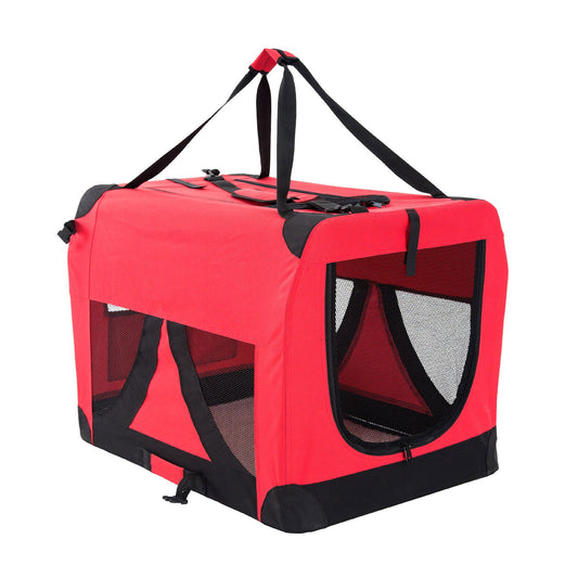 Portable Soft Dog Cage Crate Carrier L RED - SEKSI