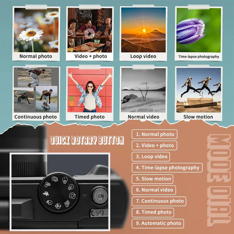 4K Digital Camera for Photography 64MP Vlogging Black