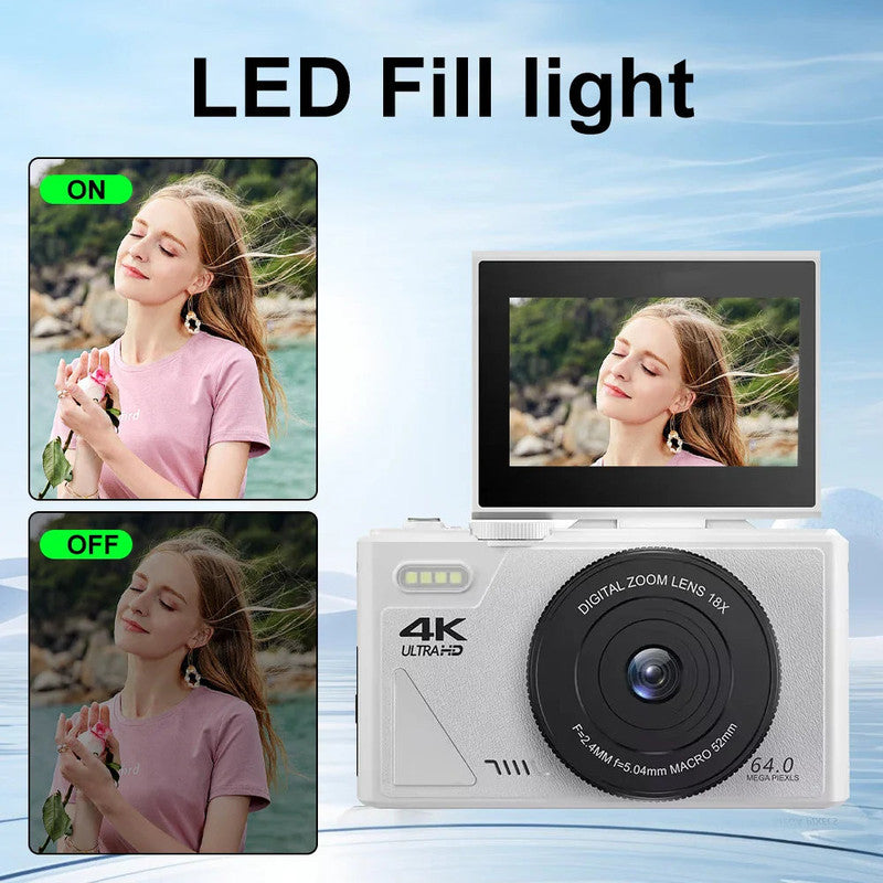 Digital Camera with 3.0 Flip Screen White
