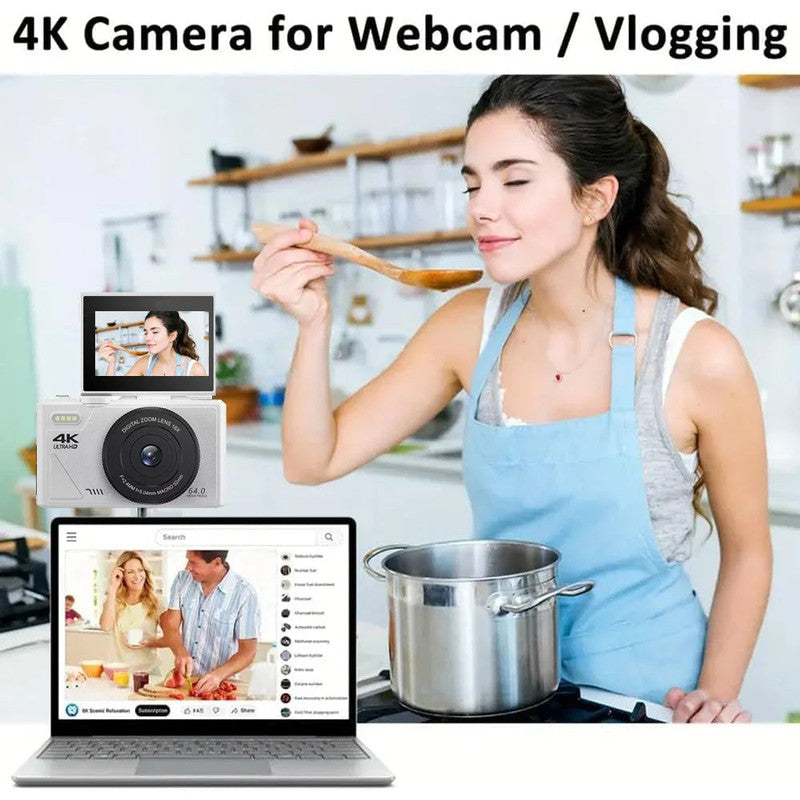 Digital Camera with 3.0 Flip Screen White