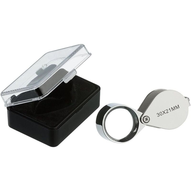 Jeweler Loupe - Magnifying Glass Loupe 30 X 21 Mm Jewelry Antiques Eyepiece Lens - 30X Pocket Loupe - Foldable Glass -
