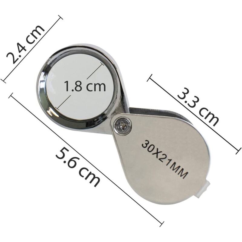 Jeweler Loupe - Magnifying Glass Loupe 30 X 21 Mm Jewelry Antiques Eyepiece Lens - 30X Pocket Loupe - Foldable Glass -