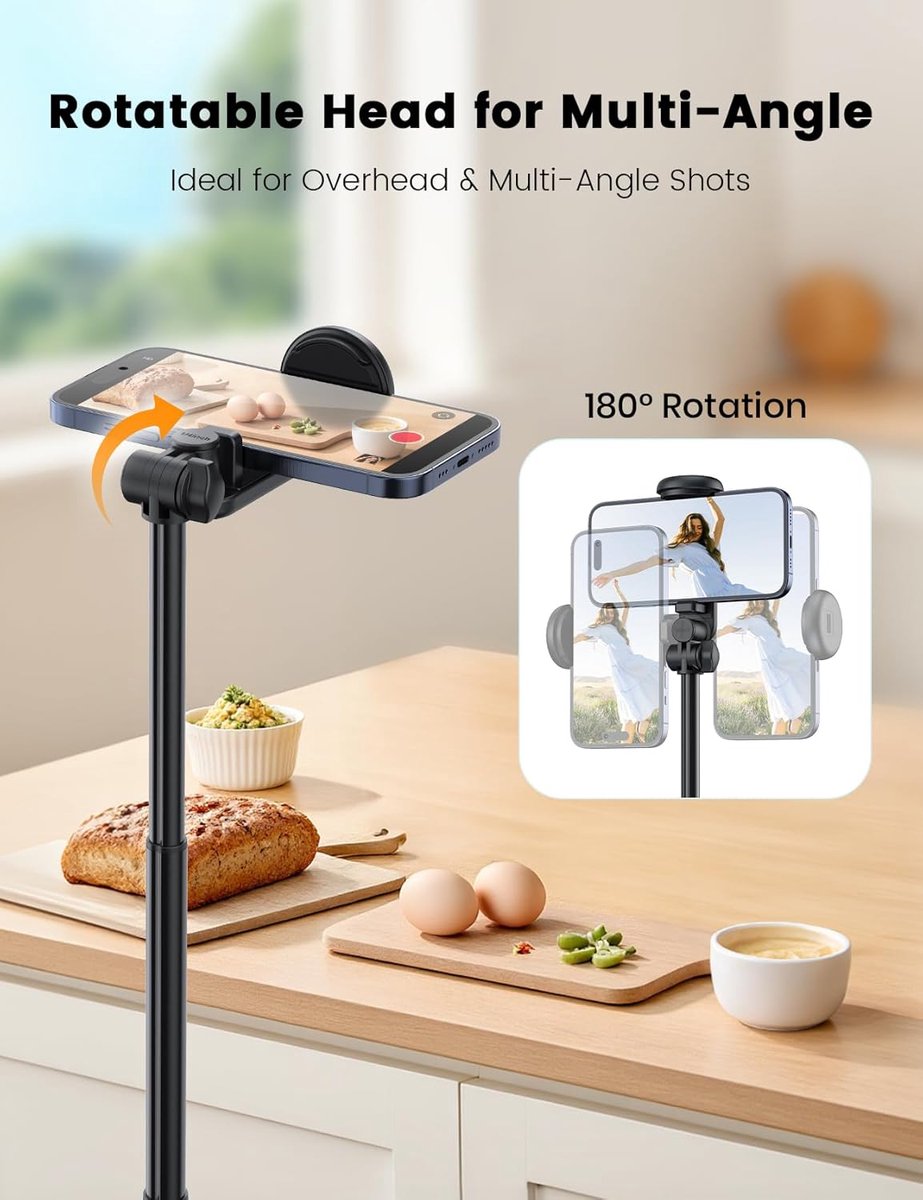 Mobile phone tripod with light, selfie stick tripod compatible with smartphone and GoPro cameras