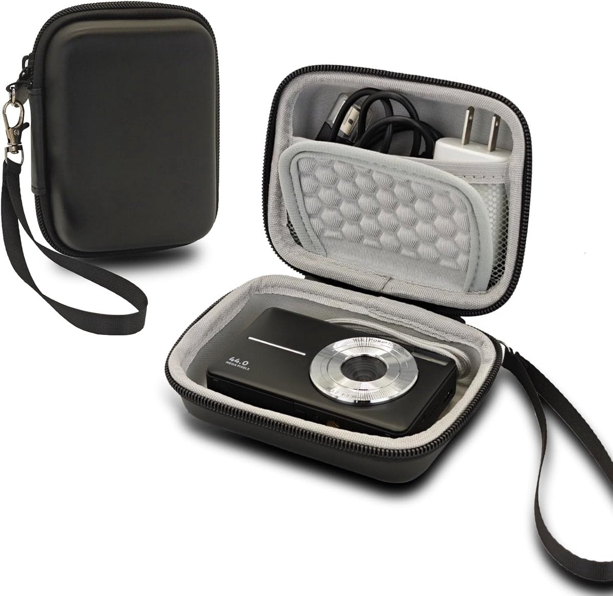 Camera Bags - Camera Bag - Storage Pouch - Storage Box - Carrying and Protective Case for Digital Cameras - Digital Camera Carrying Case - Camera Storage Holder - For Batteries, Cable, Memory Card, Card Reader and Accessories - Black - 12*9*5.5 cm