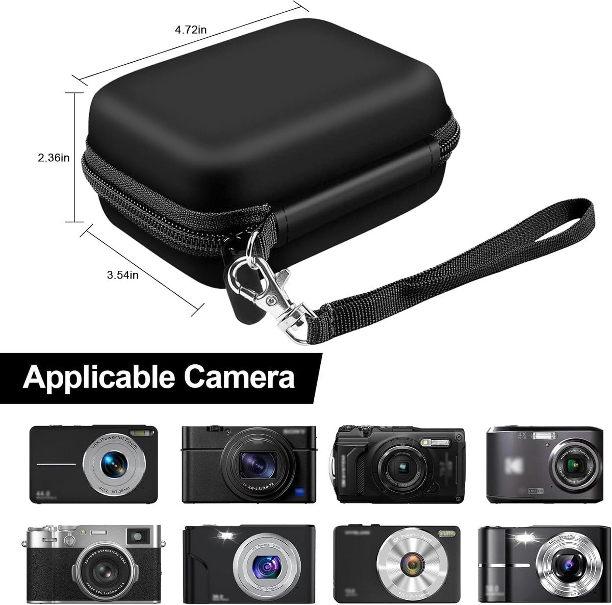 Camera Bags - Camera Bag - Storage Pouch - Storage Box - Carrying and Protective Case for Digital Cameras - Digital Camera Carrying Case - Camera Storage Holder - For Batteries, Cable, Memory Card, Card Reader and Accessories - Black - 12*9*5.5 cm