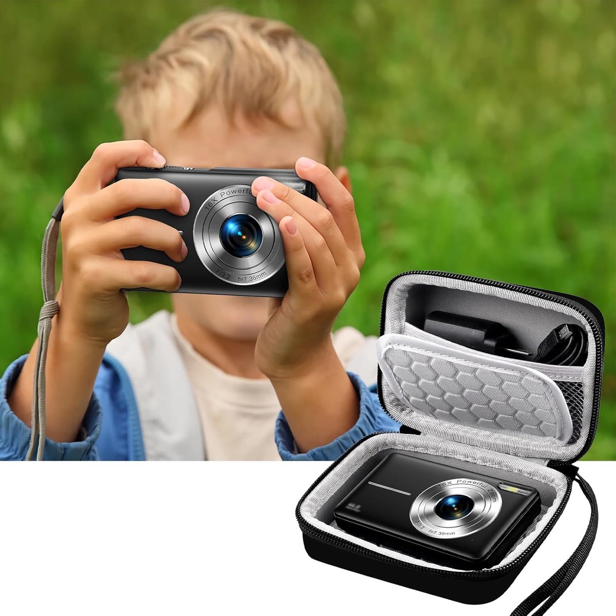 Camera Bags - Camera Bag - Storage Pouch - Storage Box - Carrying and Protective Case for Digital Cameras - Digital Camera Carrying Case - Camera Storage Holder - For Batteries, Cable, Memory Card, Card Reader and Accessories - Black - 12*9*5.5 cm