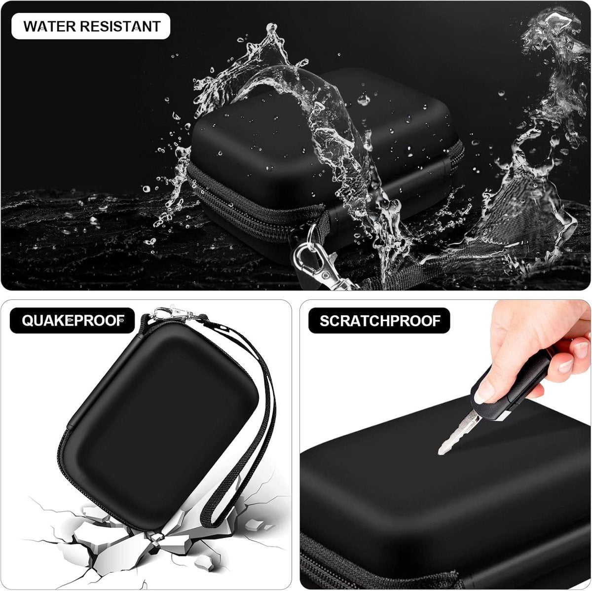 Camera Bags - Camera Bag - Storage Pouch - Storage Box - Carrying and Protective Case for Digital Cameras - Digital Camera Carrying Case - Camera Storage Holder - For Batteries, Cable, Memory Card, Card Reader and Accessories - Black - 12*9*5.5 cm