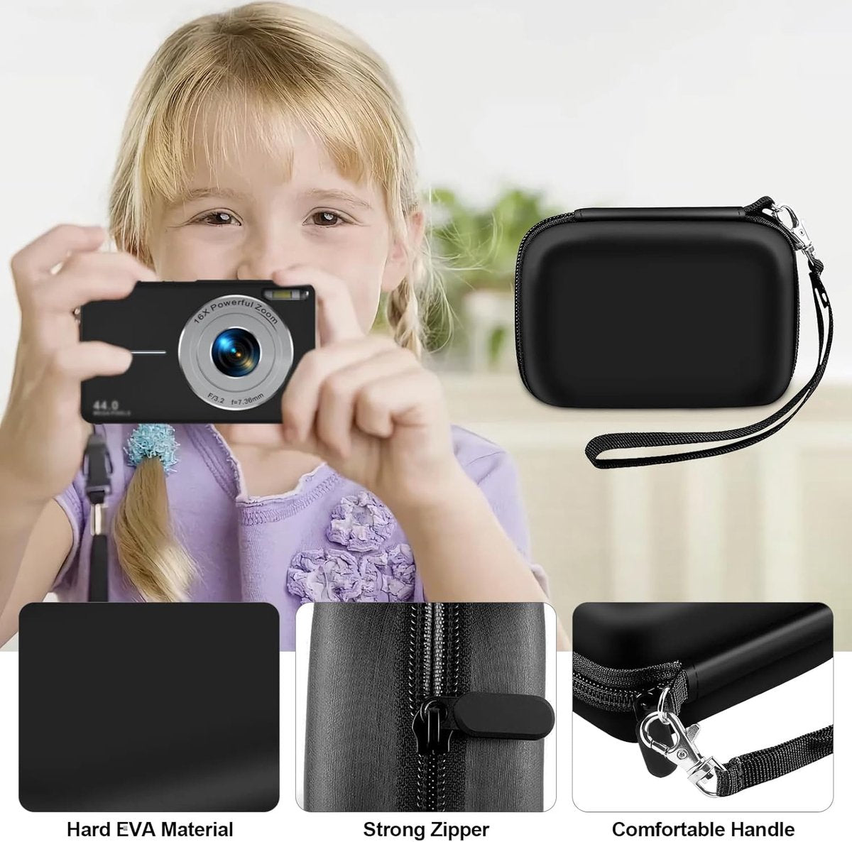 Camera Bags - Camera Bag - Storage Pouch - Storage Box - Carrying and Protective Case for Digital Cameras - Digital Camera Carrying Case - Camera Storage Holder - For Batteries, Cable, Memory Card, Card Reader and Accessories - Black - 12*9*5.5 cm