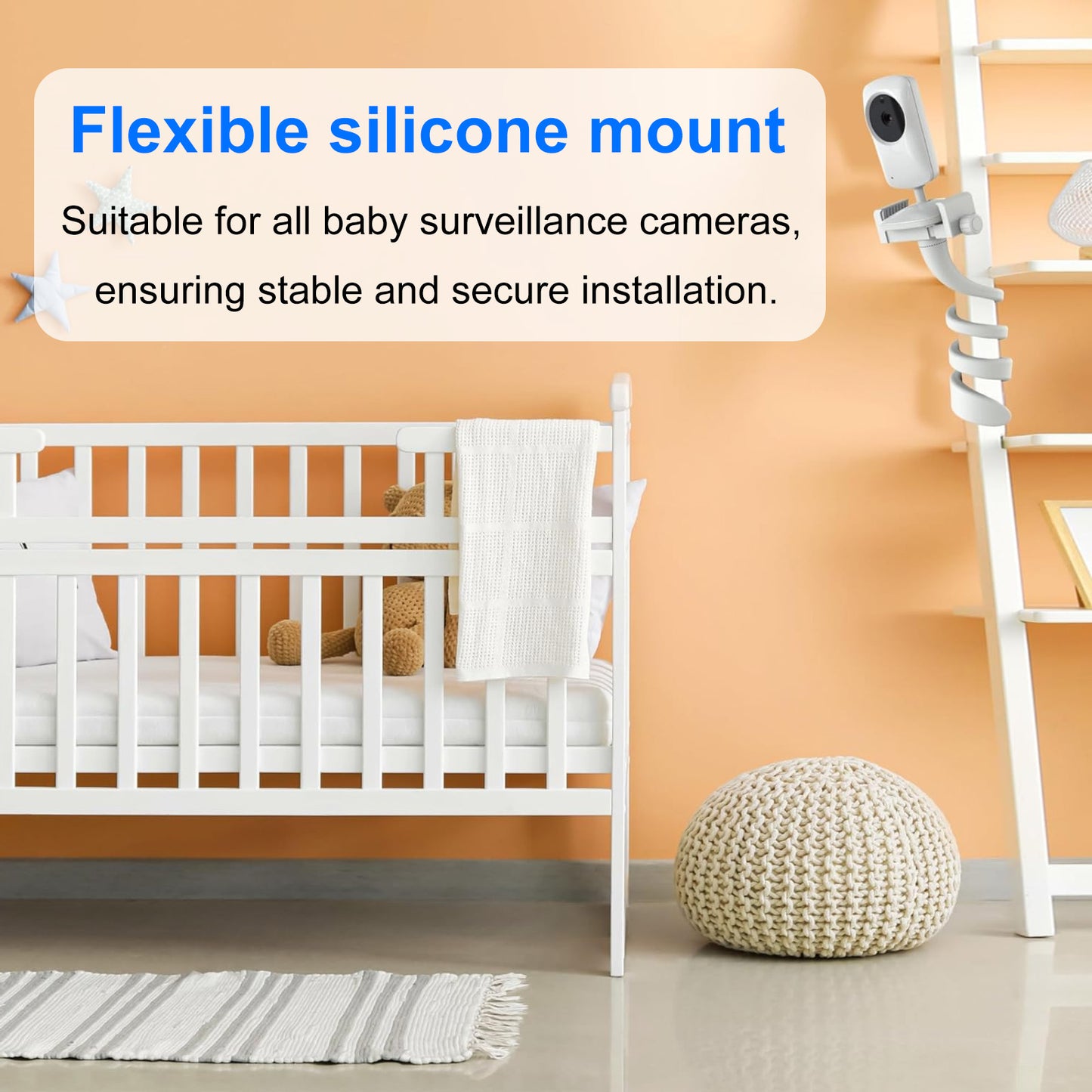 Flexible White Silicone Universal Baby Monitor Holder Tripod