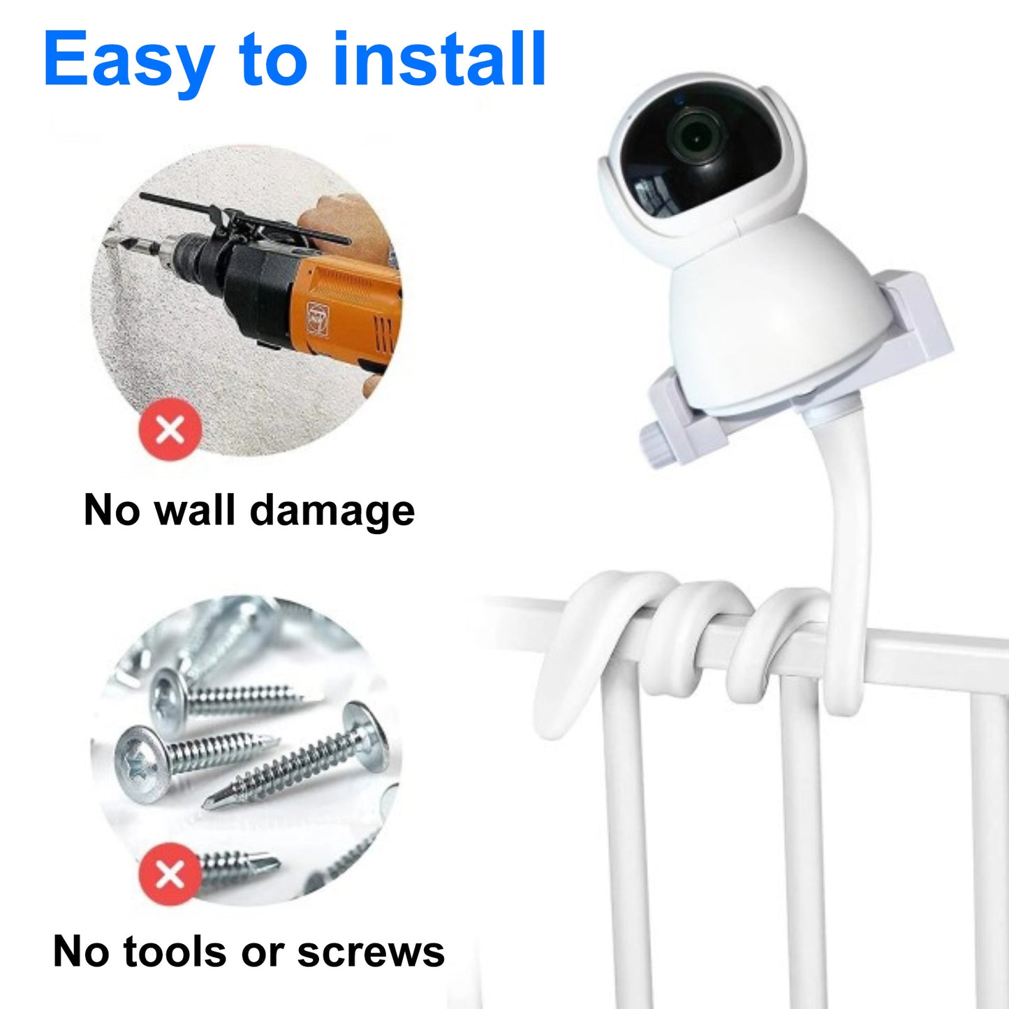 Flexible White Silicone Universal Baby Monitor Holder Tripod