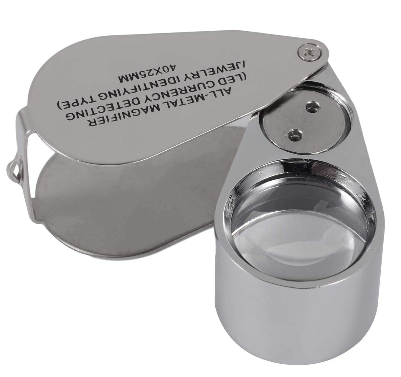 Jewelers Loupe 40X Magnification Metal Foldable Loupe with LED & UV Light